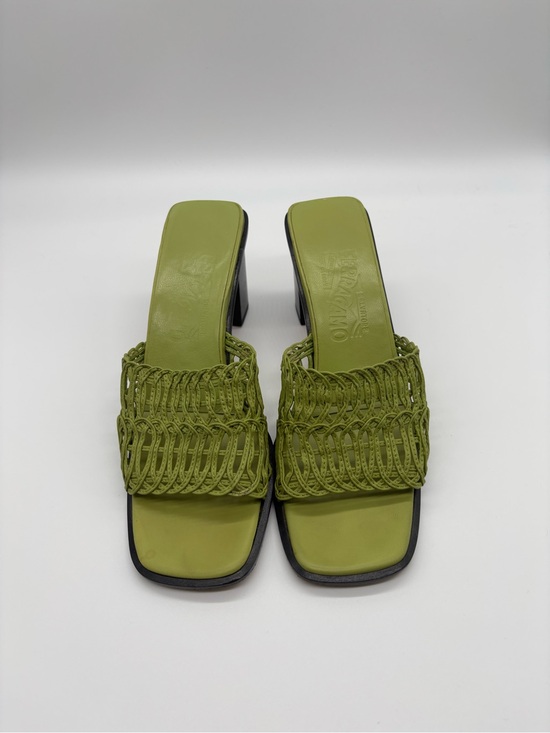 Salvatore Ferragamo Shoes - Salvatore Ferragamo Olive Green Braided Slide Mules